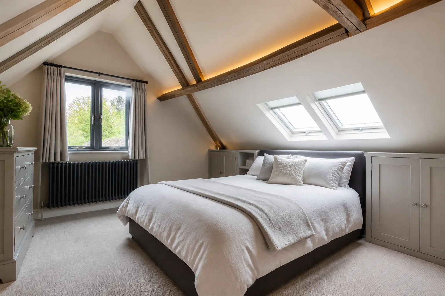 A attic bedroom, designed for it