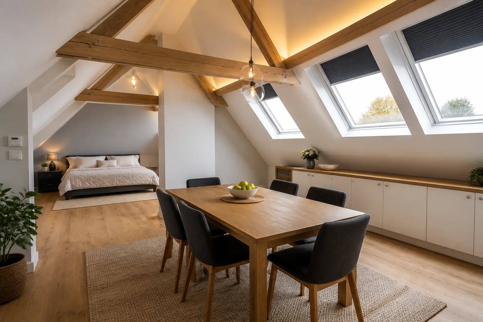 A attic dining room, designed for it