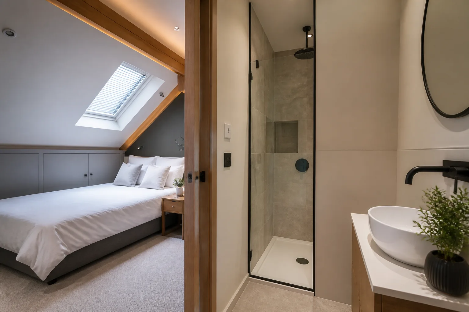 A attic ensuite, designed for it