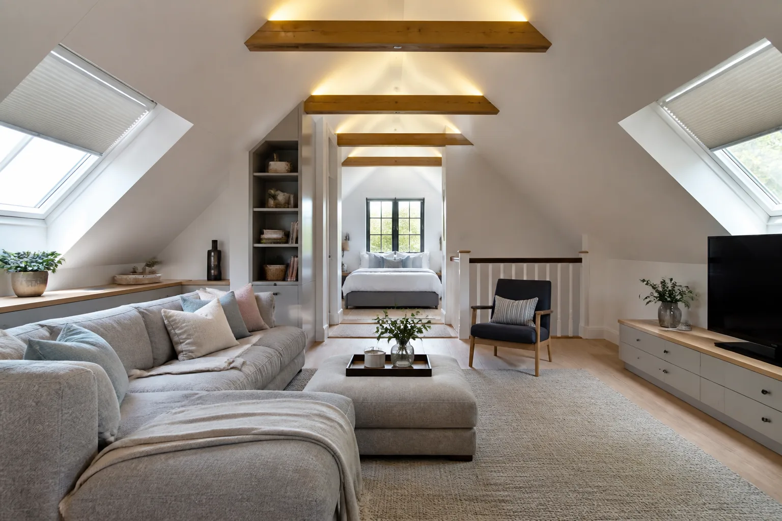 A attic family room, designed for it
