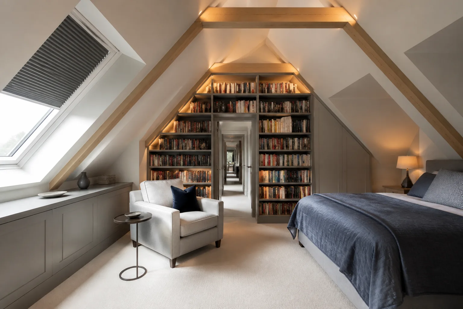 A attic home library, designed for it