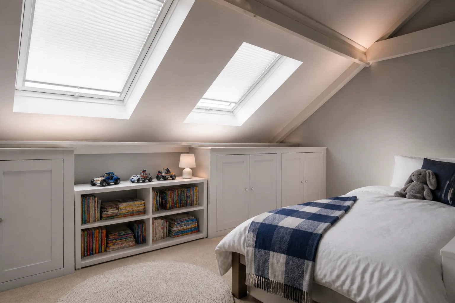 A attic kids’ bedroom, designed for it