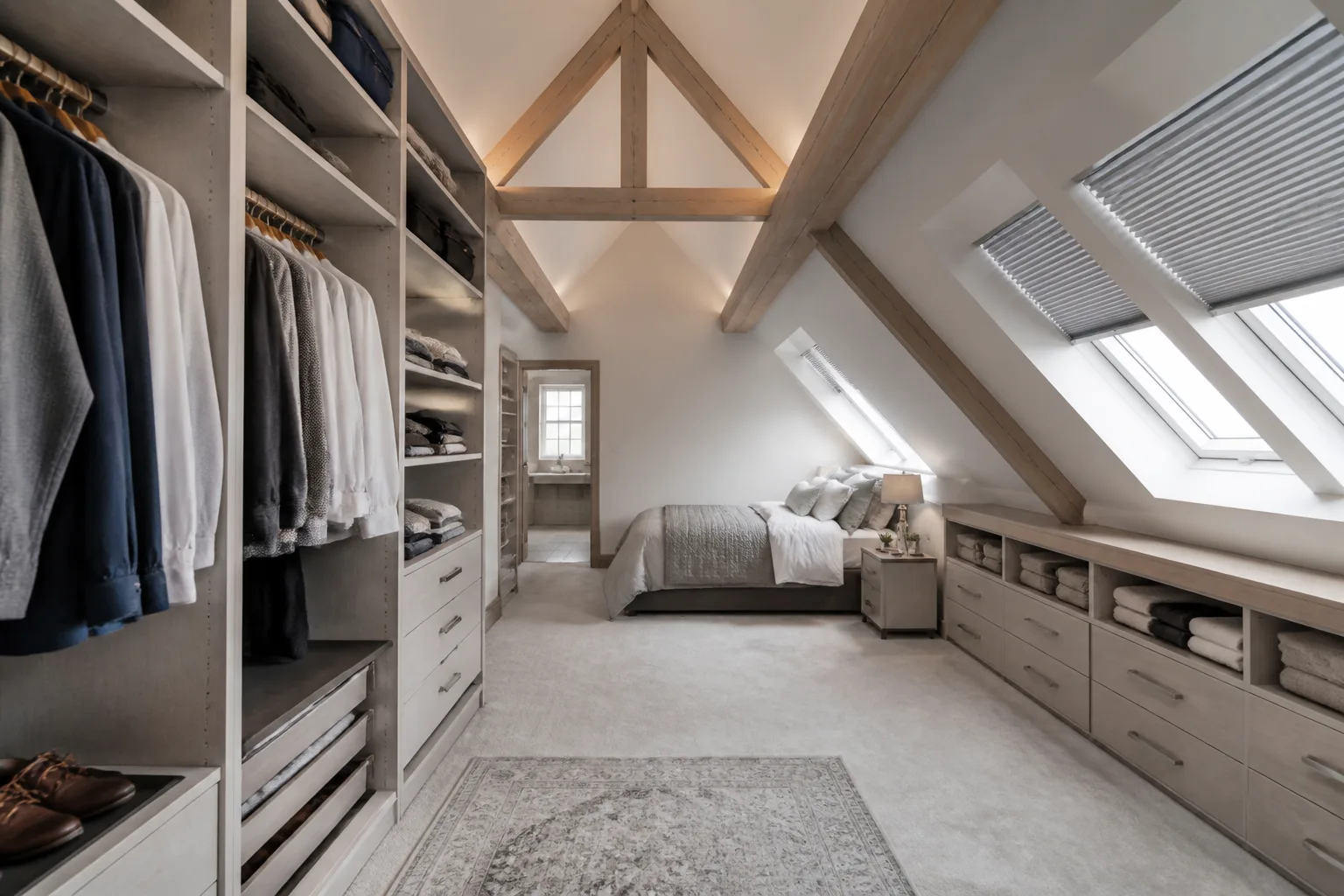 A attic walk-in closet, designed for it