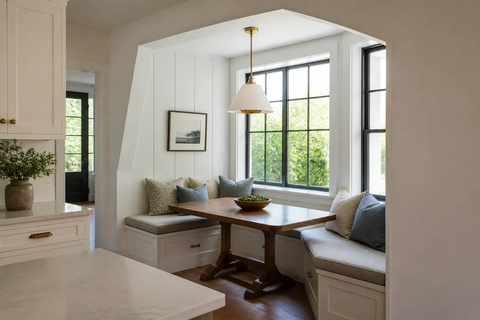 A awkward breakfast nook, designed for it