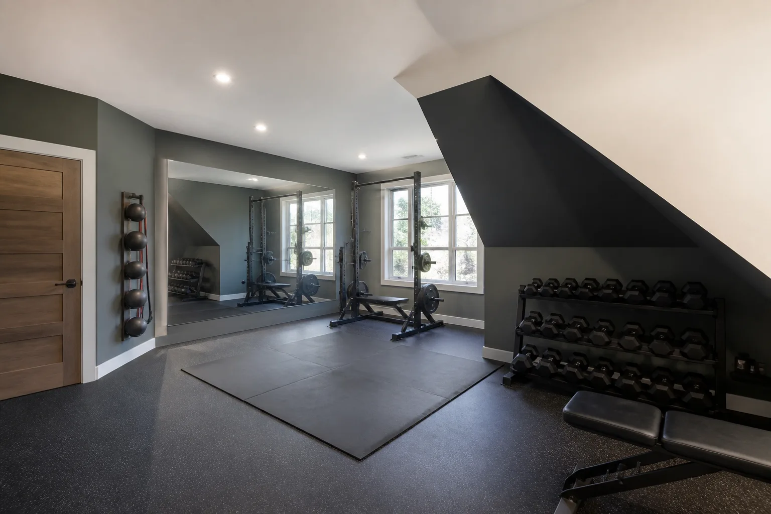 A awkward home gym, designed for it