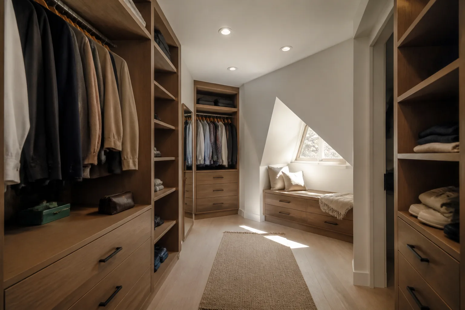 A awkward walk-in closet, designed for it
