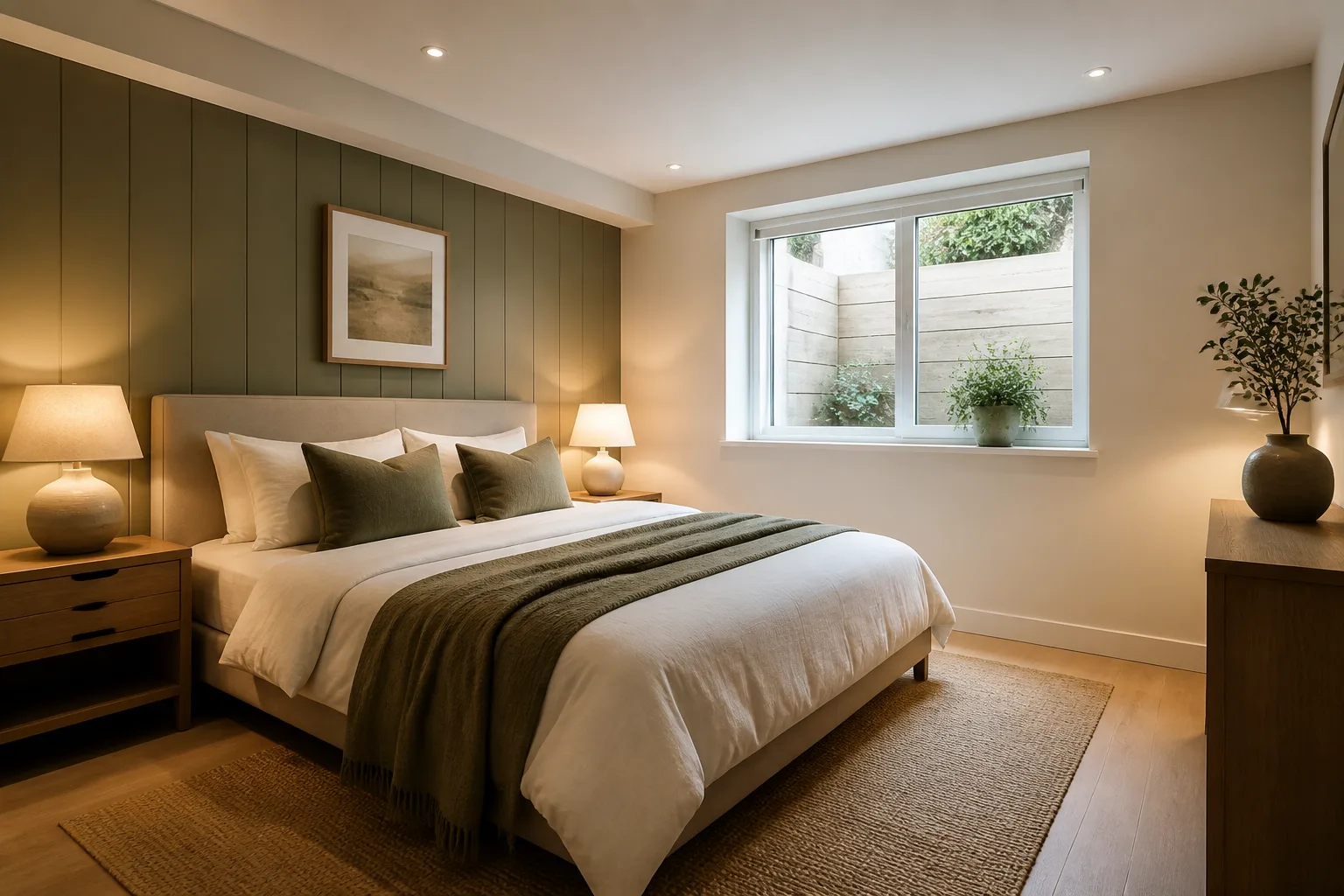 A basement bedroom, designed for it