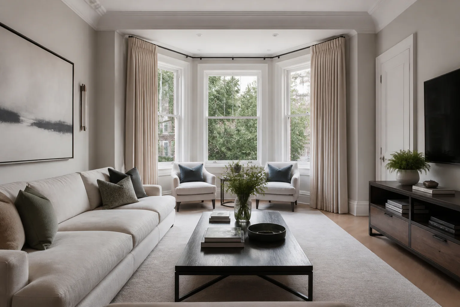 A bay-window living room, designed for it