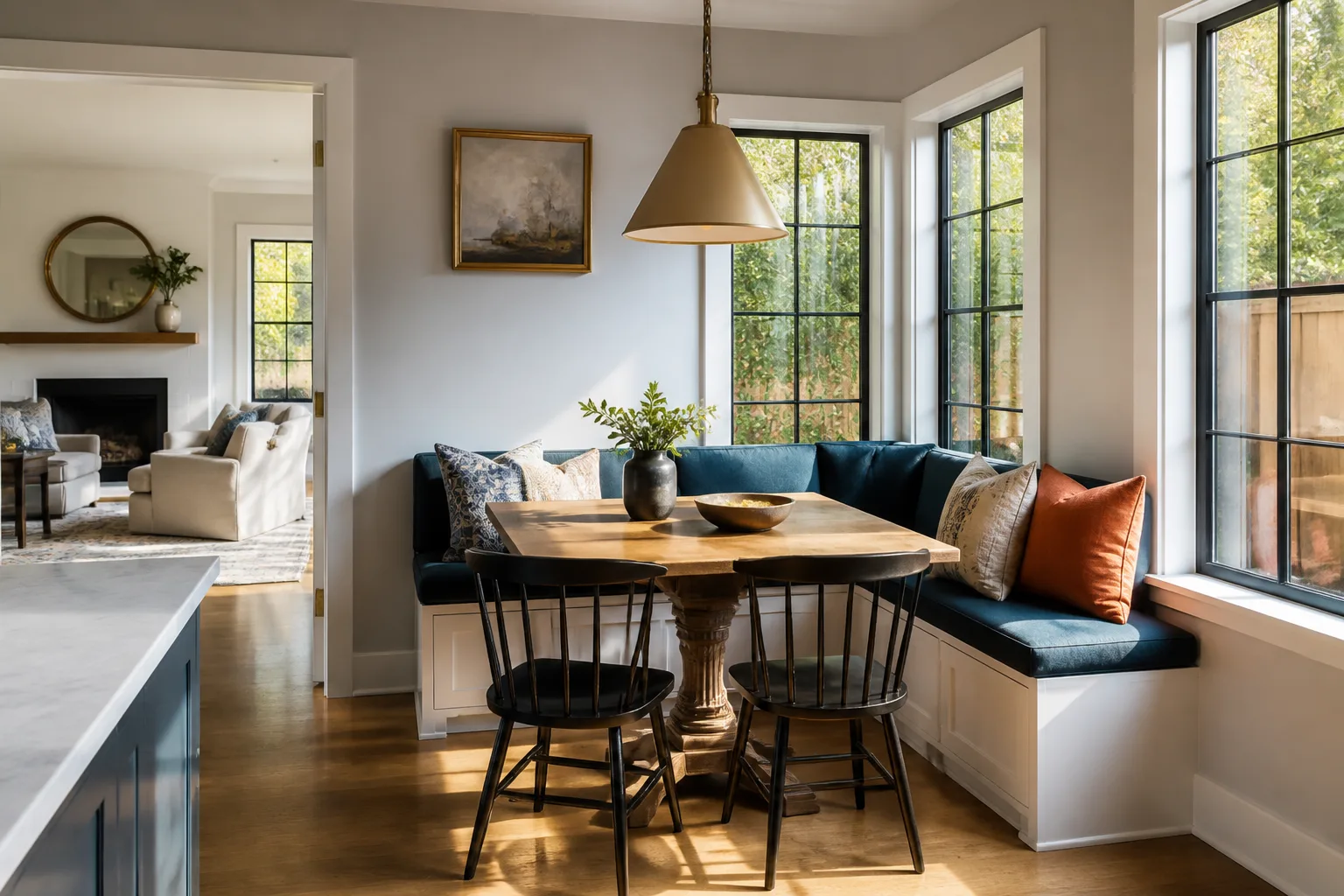 A bright breakfast nook, designed for it