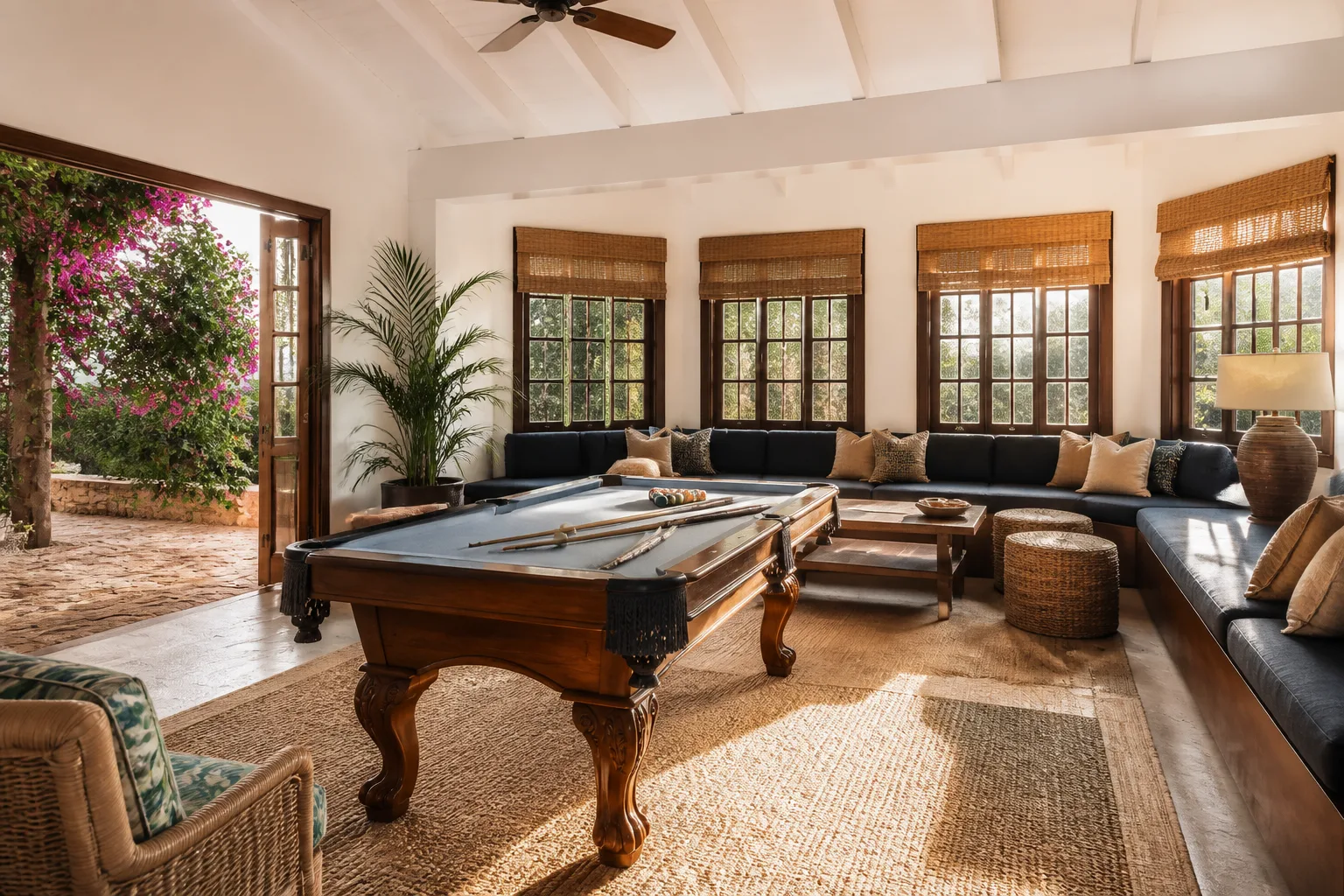 A bright game room, designed for it