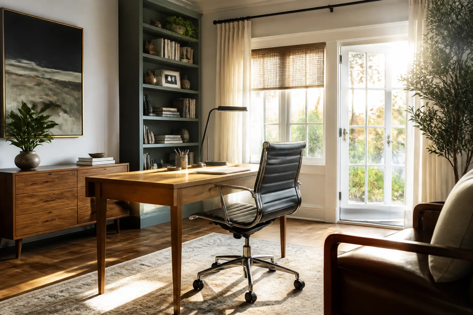 A bright home office, designed for it