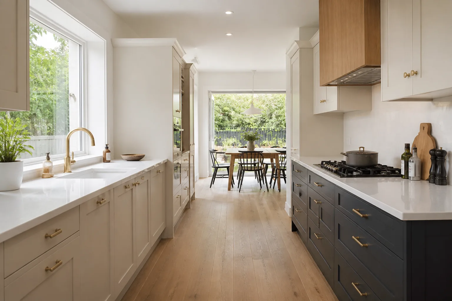 A galley kitchen, designed for it