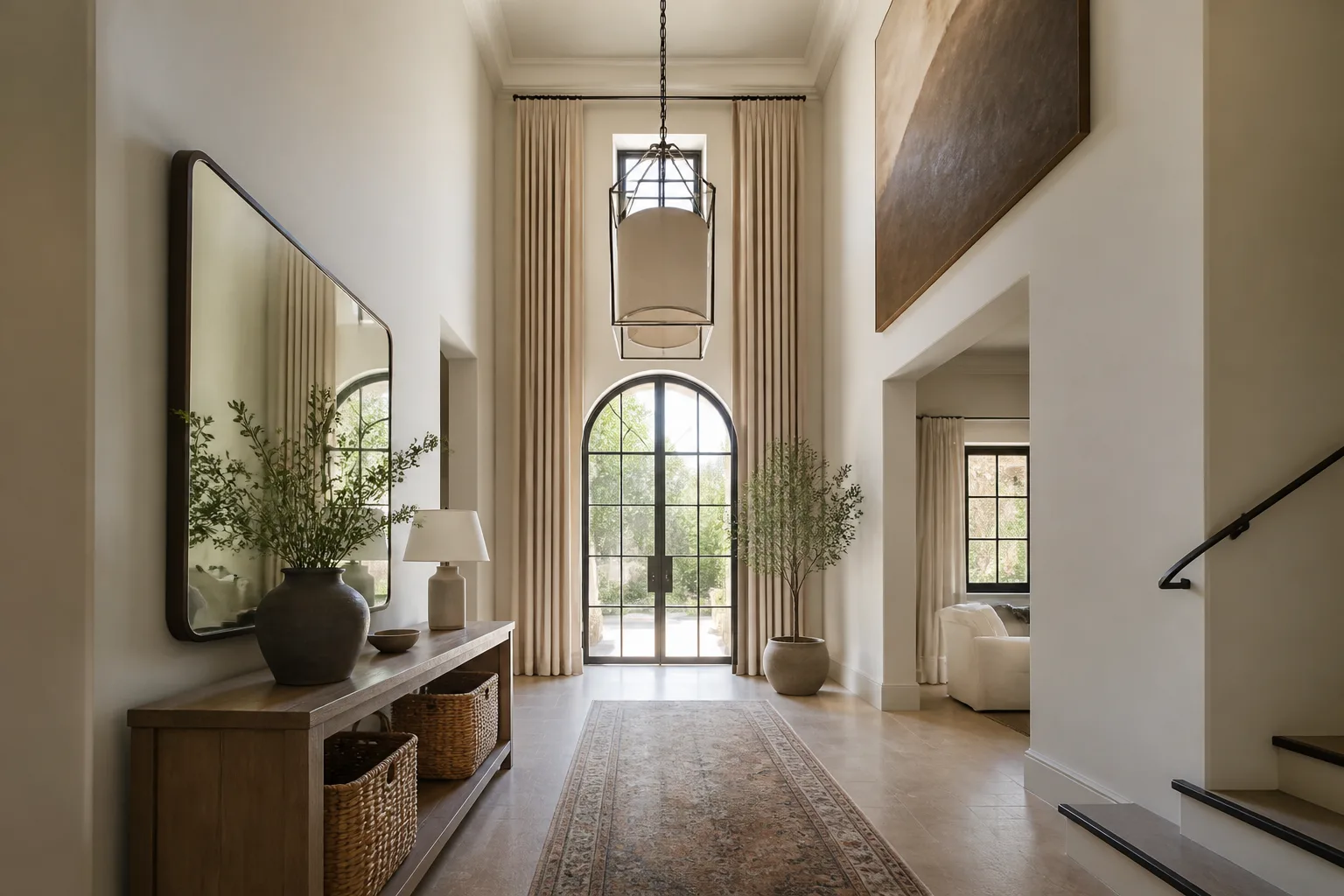 A high-ceiling entryway, designed for it