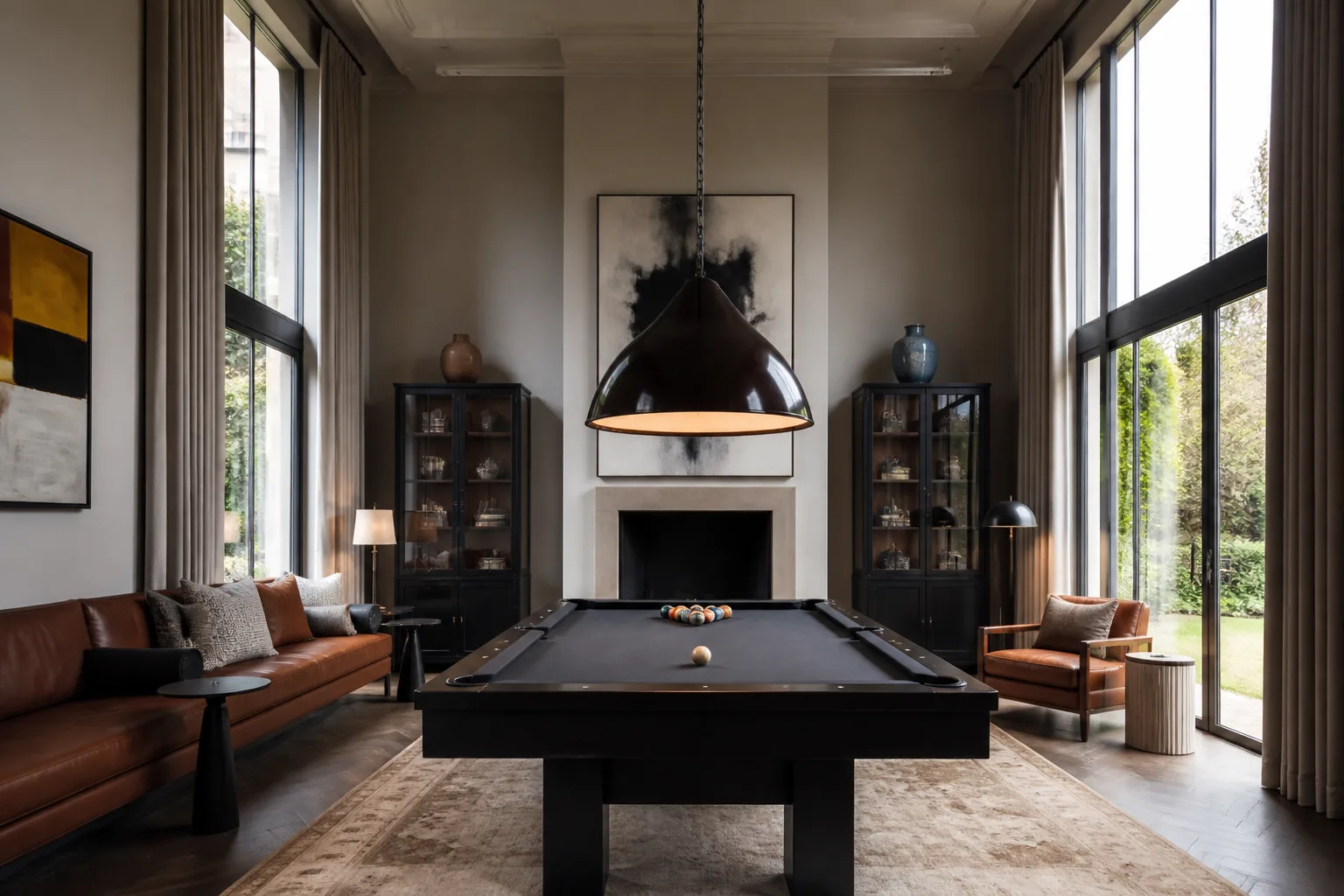 A high-ceiling game room, designed for it