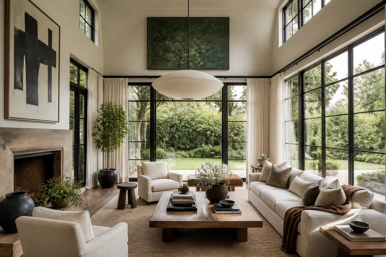 A high-ceiling sunroom, designed for it