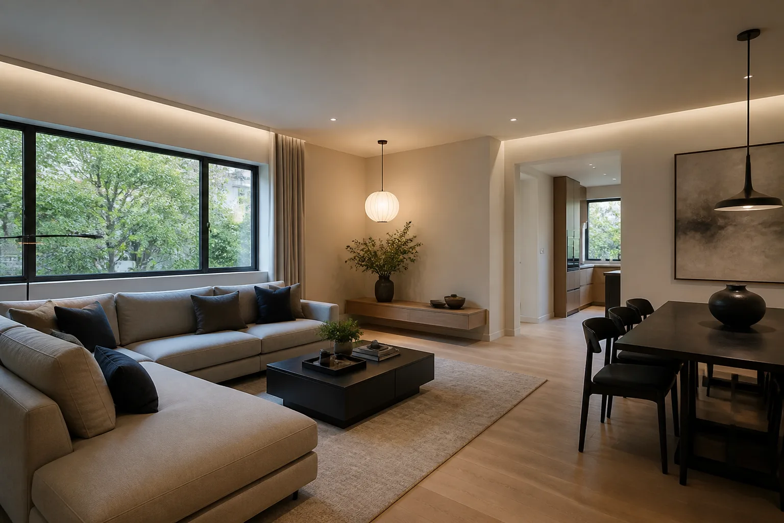 A L-shaped living room, designed for it