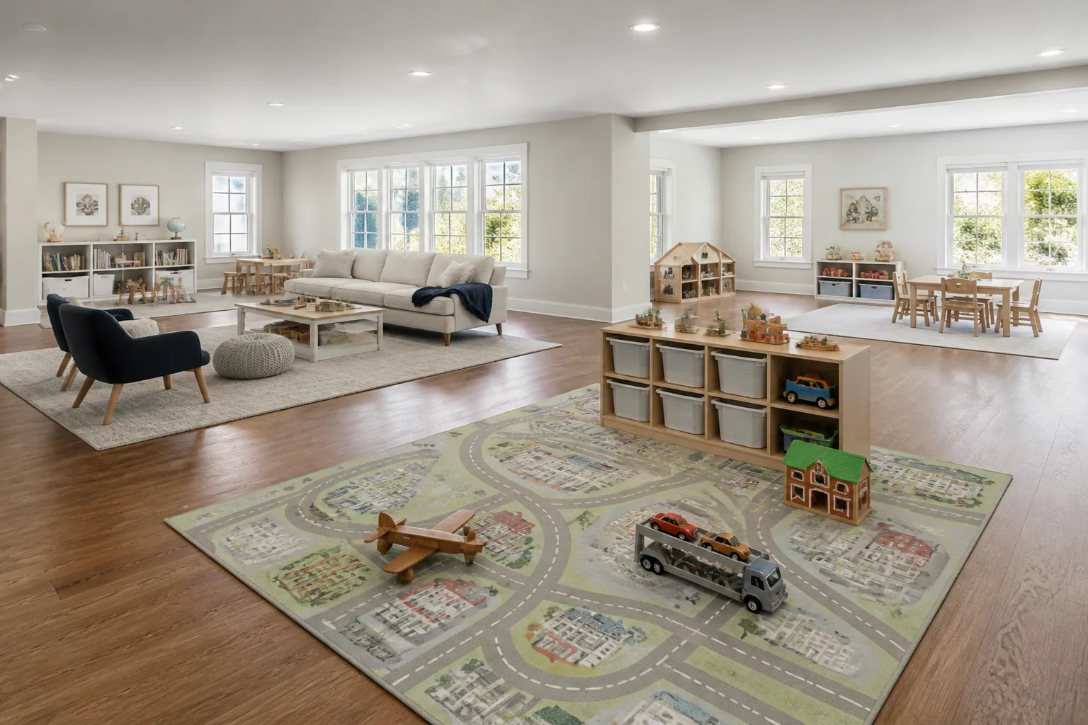 A large playroom, designed for it