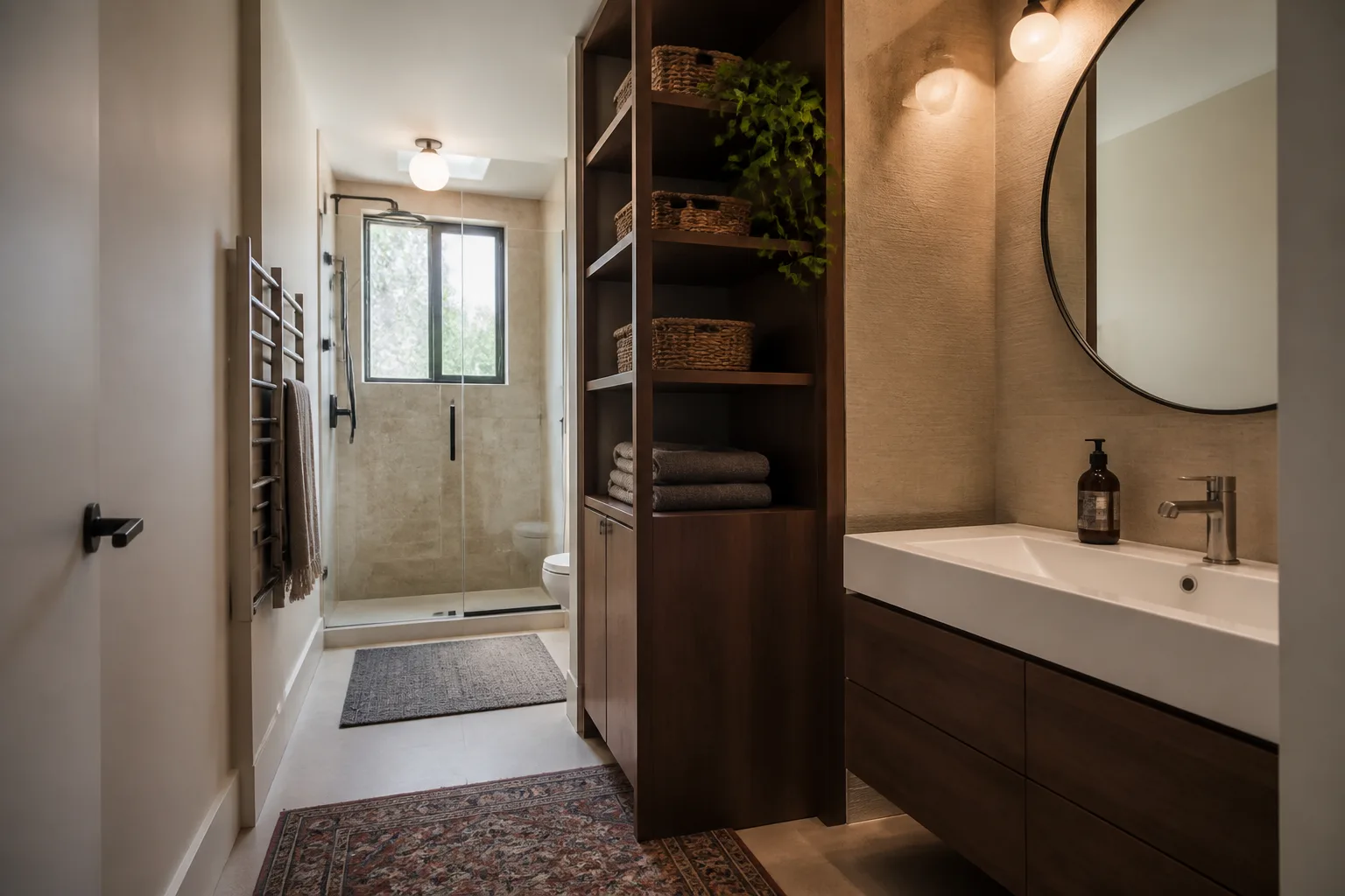 A long and narrow ensuite, designed for it