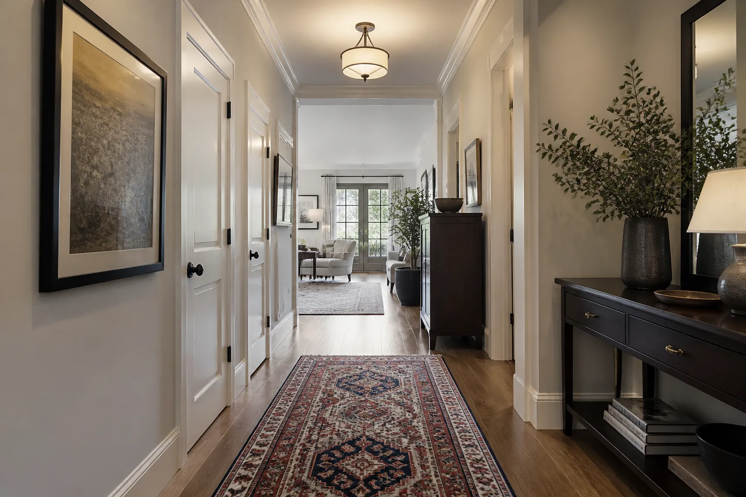 A long and narrow hallway, designed for it