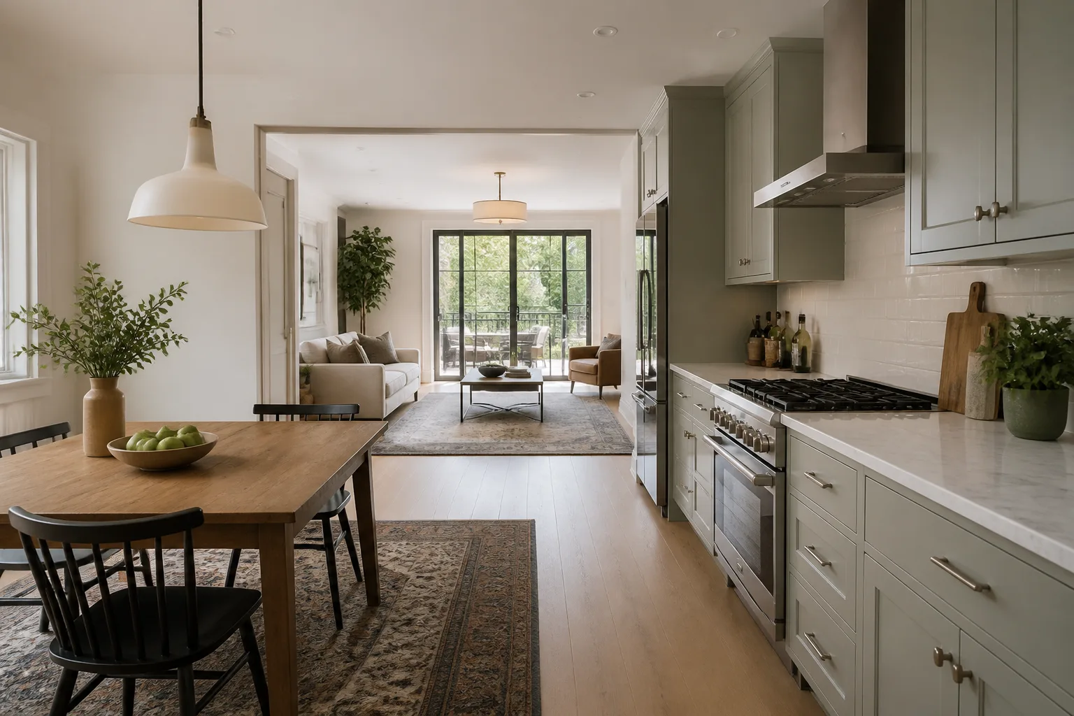 A long and narrow kitchen-diner, designed for it