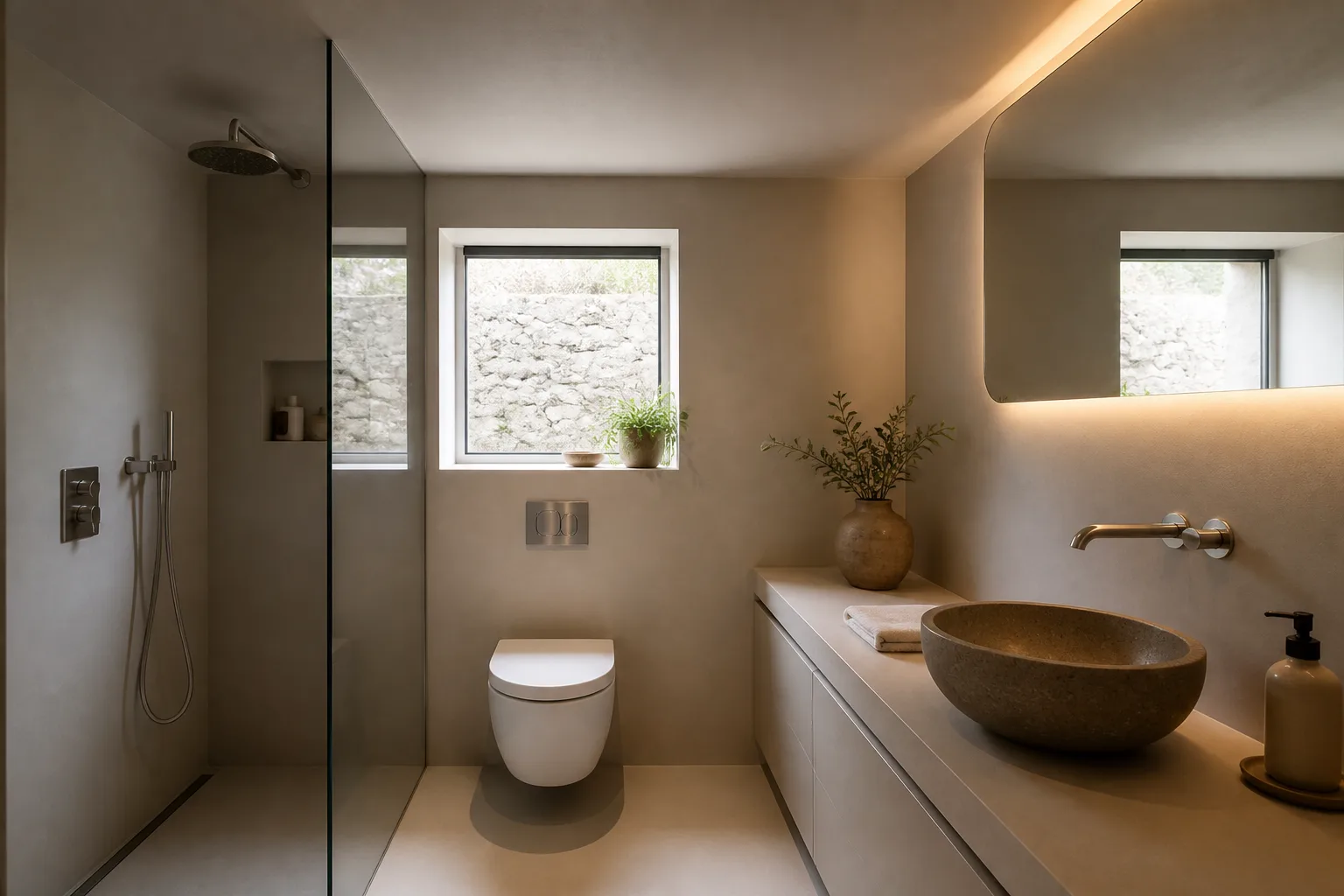 A low-ceiling ensuite, designed for it