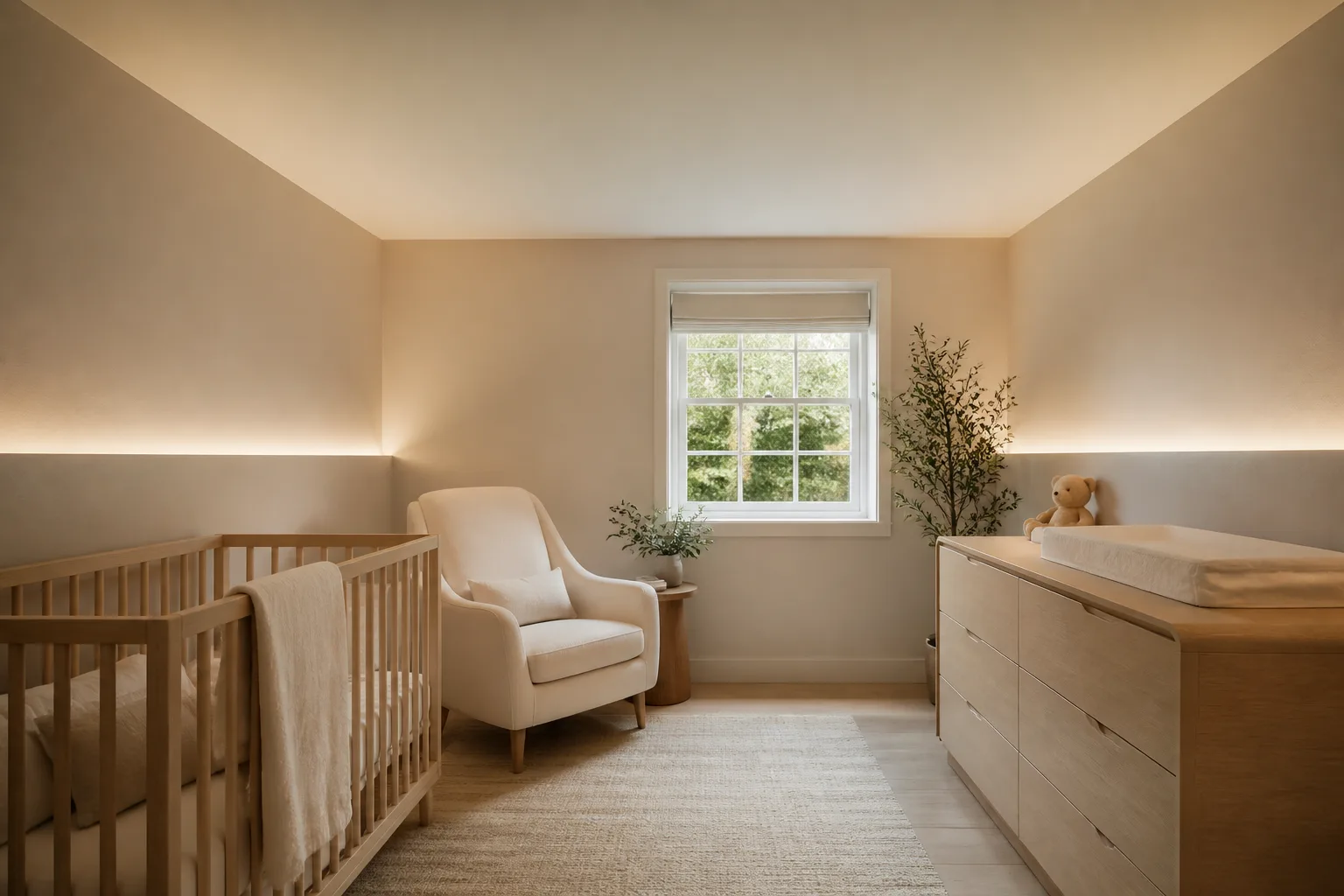 A low-ceiling nursery, designed for it