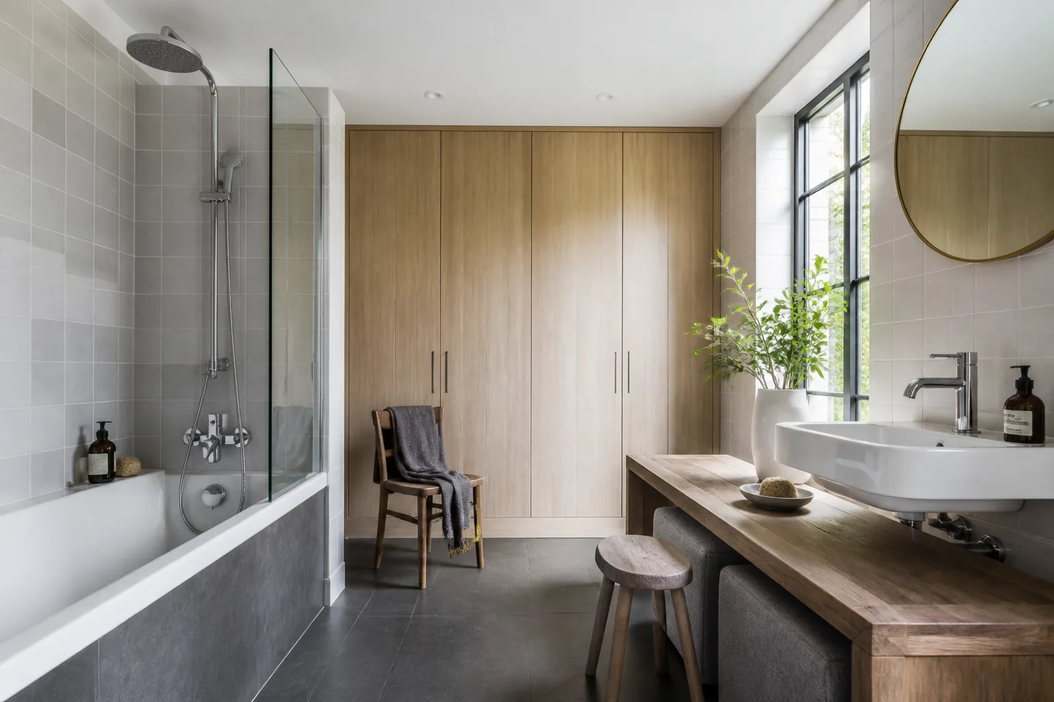A no-storage bathroom, designed for it