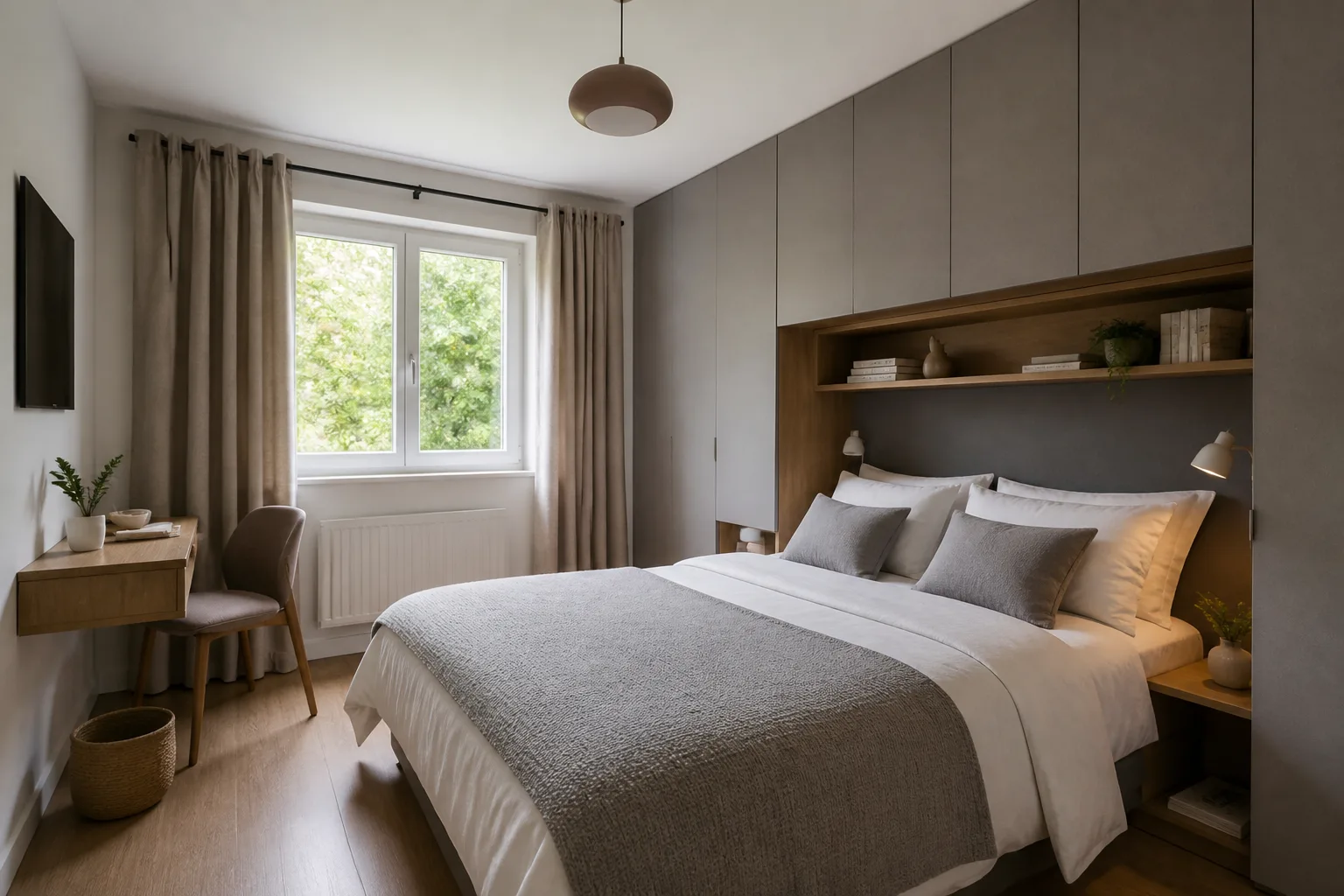 A no-storage bedroom, designed for it