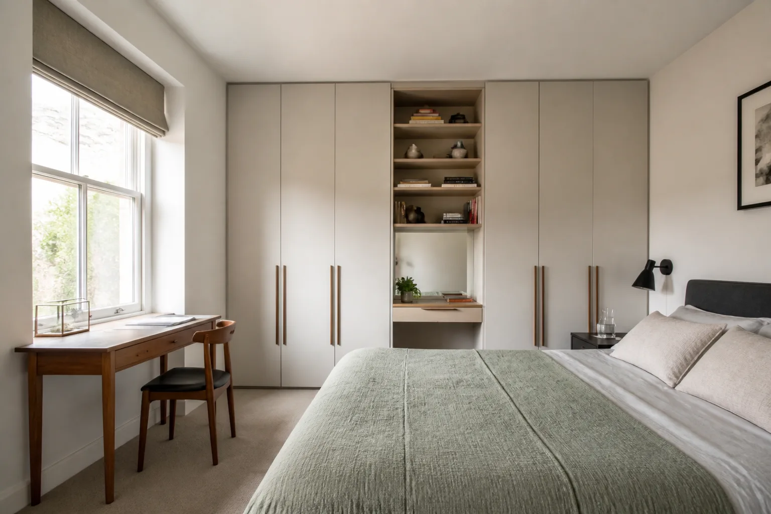 A no-storage guest bedroom, designed for it