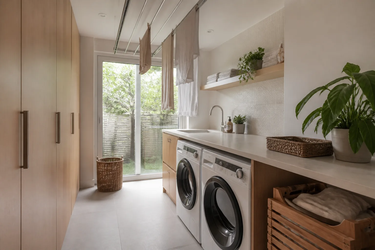 A no-storage laundry room, designed for it