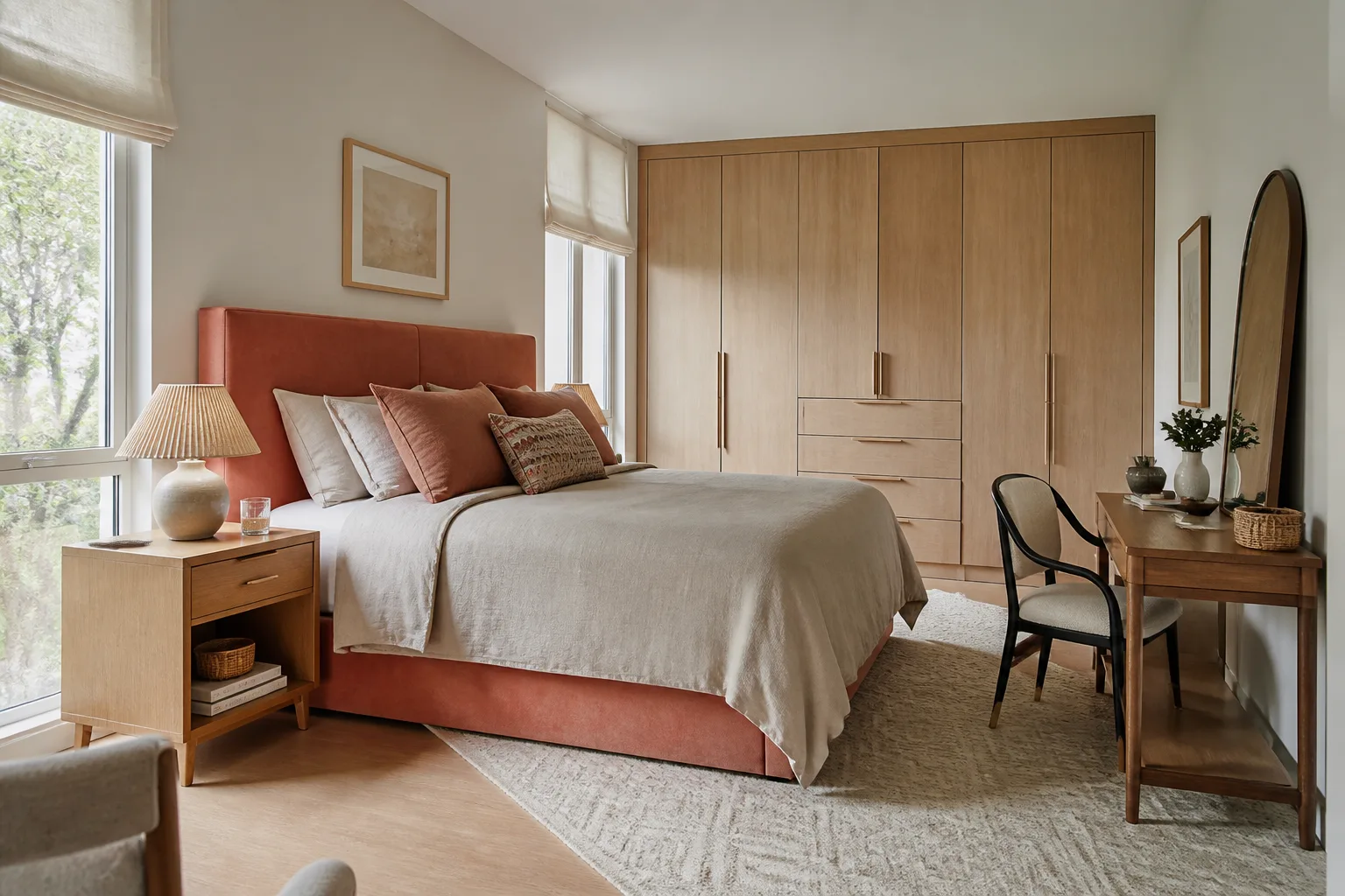 A no-storage main bedroom, designed for it