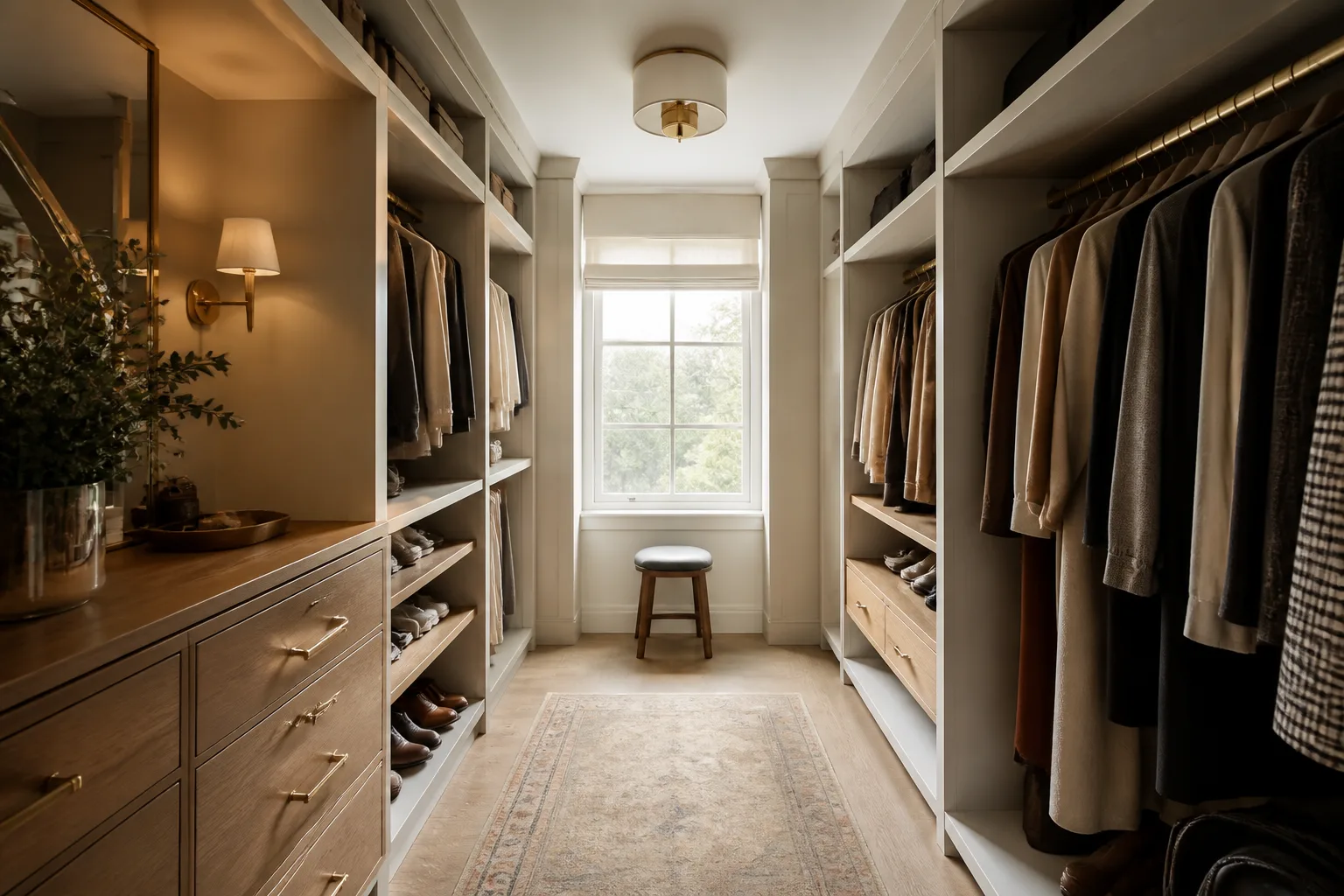 A north-facing walk-in closet, designed for it