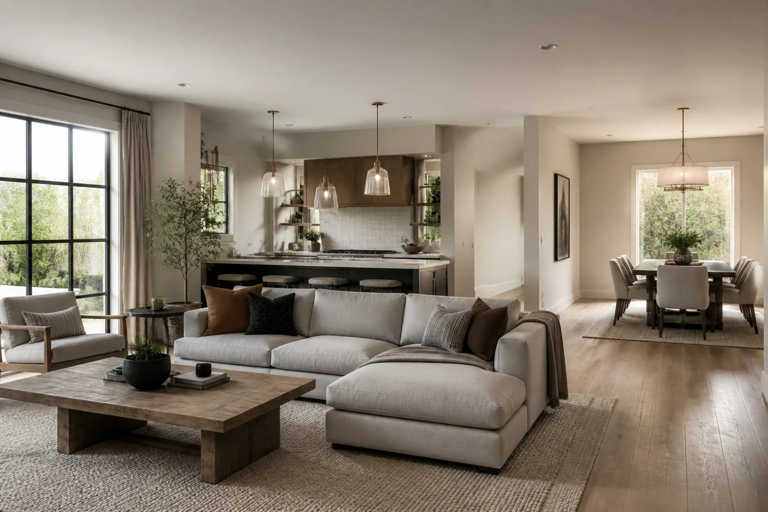 A open-plan living room, designed for it