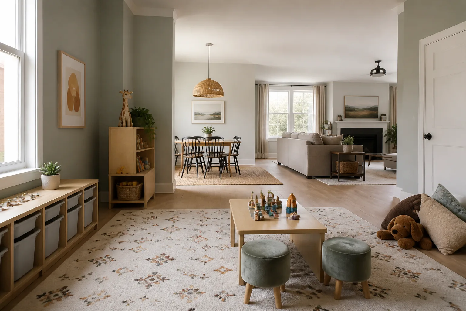 A open-plan playroom, designed for it