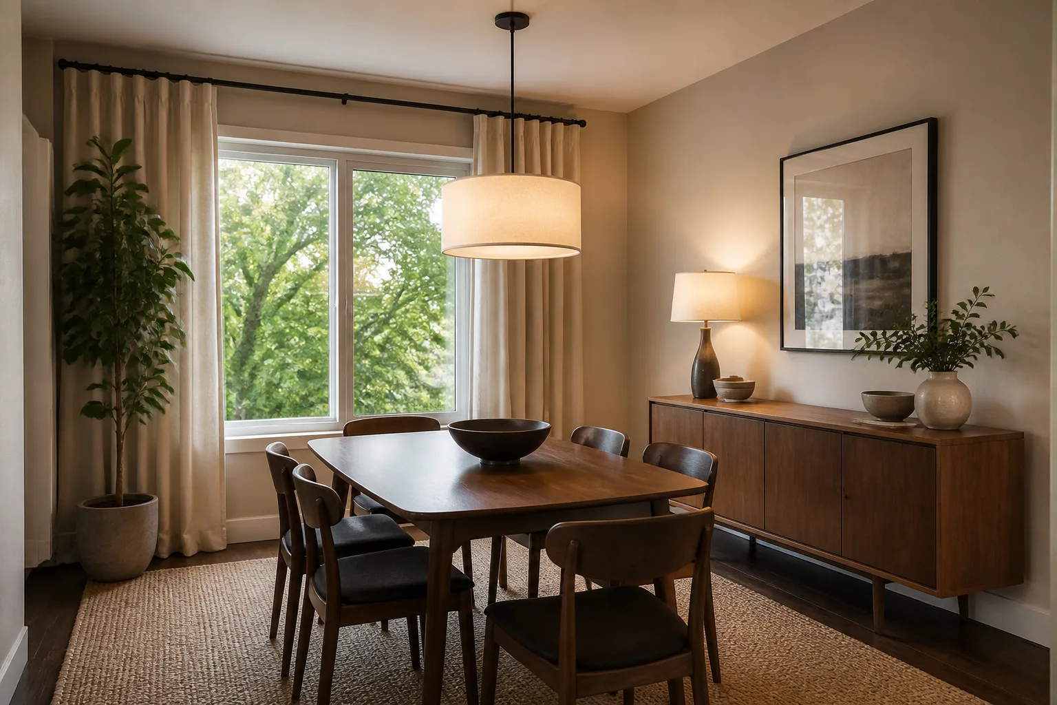 A rental dining room, designed for it