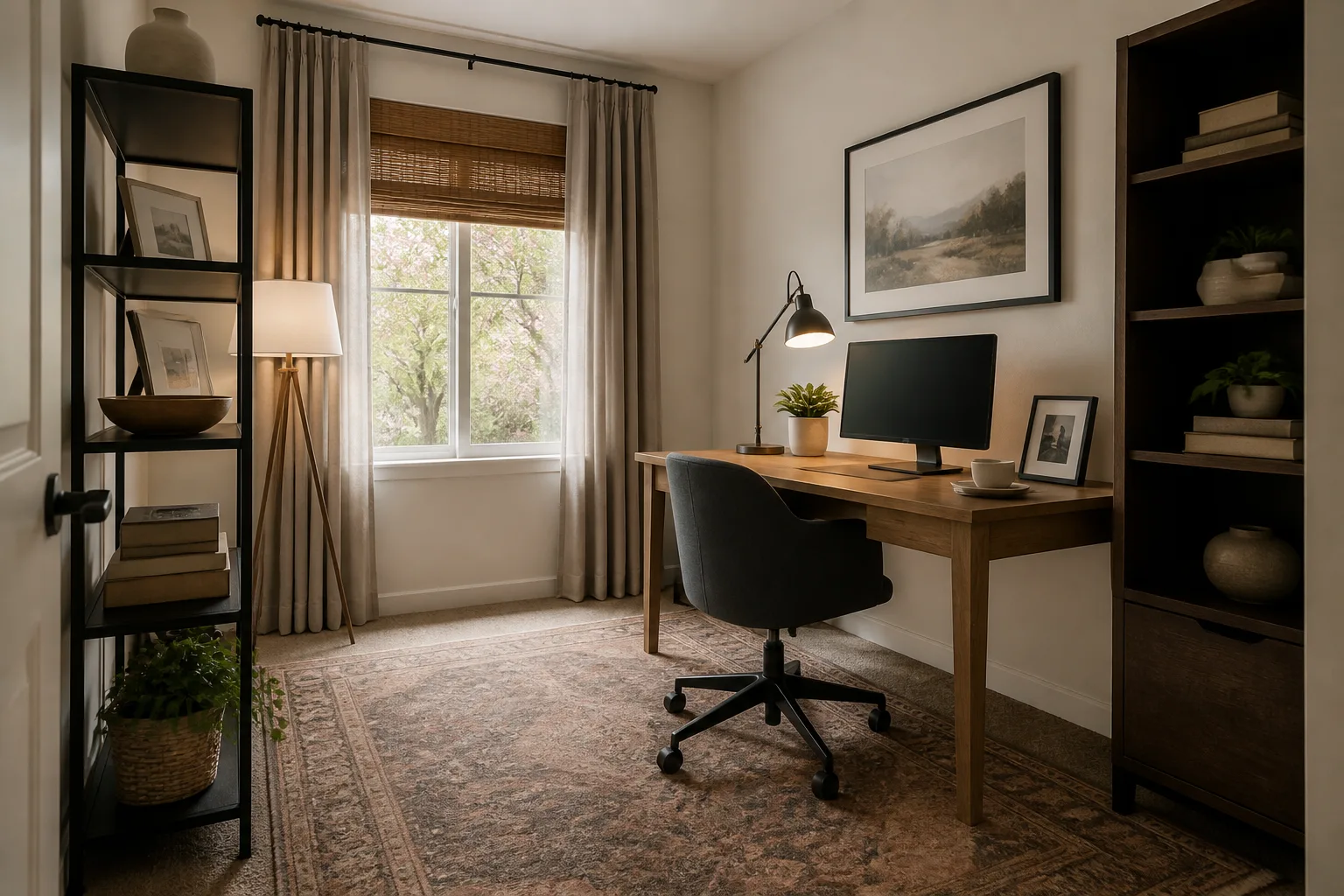 A rental home office, designed for it