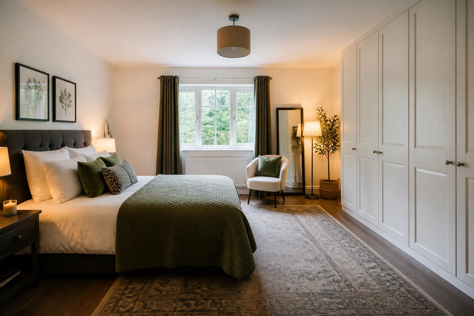 A rental main bedroom, designed for it