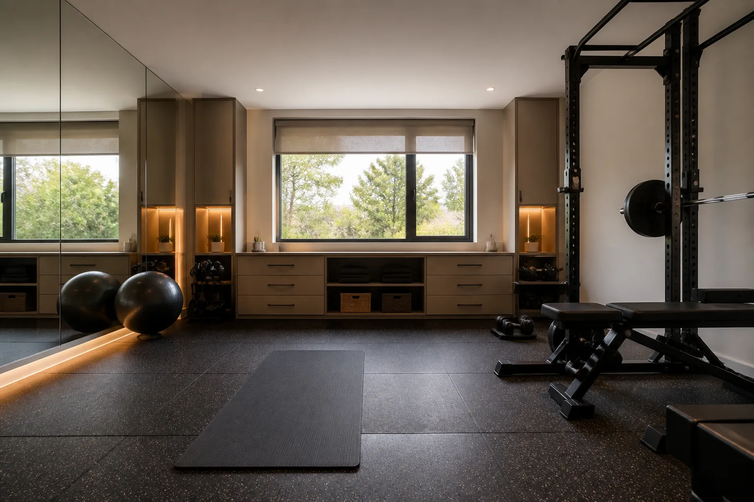 A shared home gym, designed for it