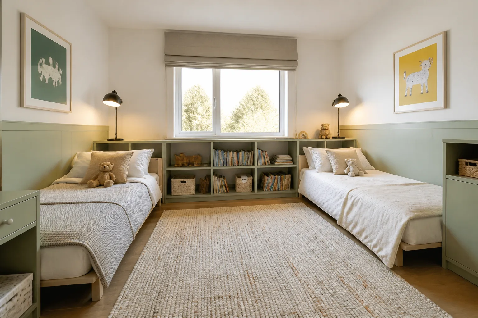 A shared kids’ bedroom, designed for it