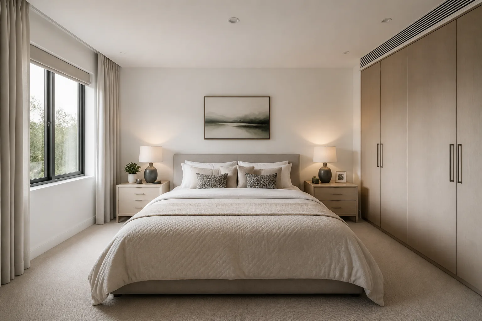 A shared main bedroom, designed for it