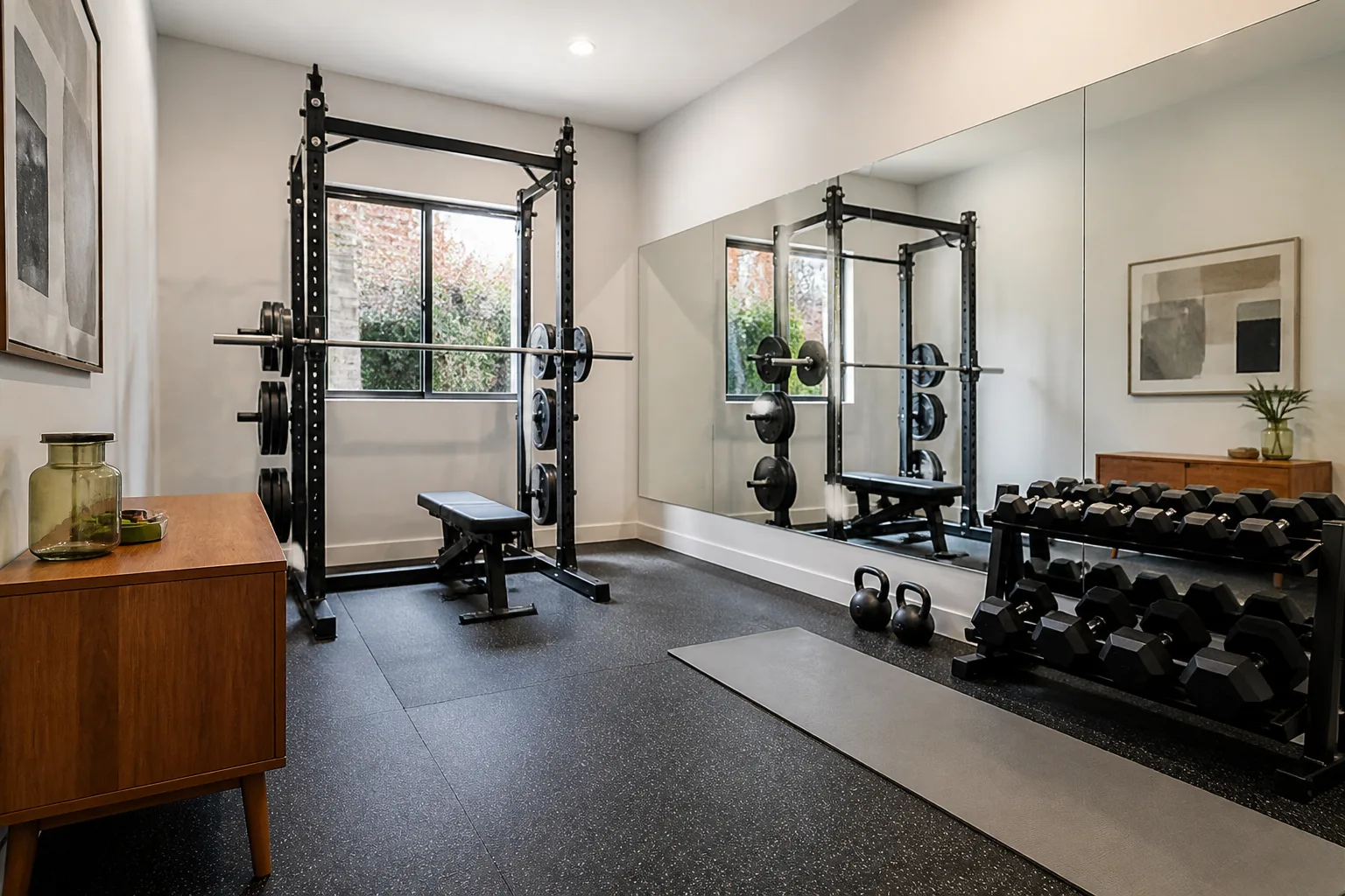 A small home gym, designed for it