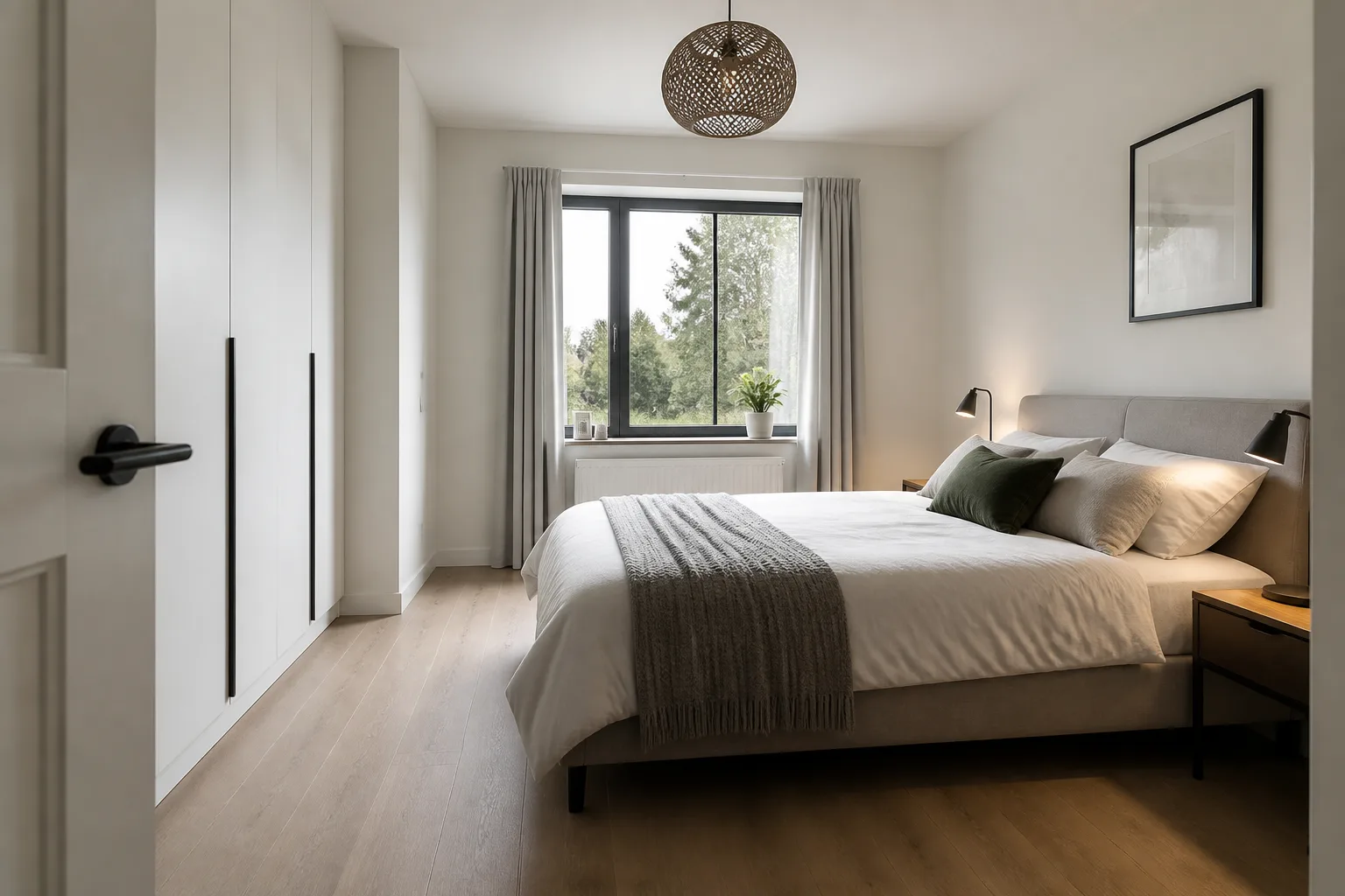 A small main bedroom, designed for it