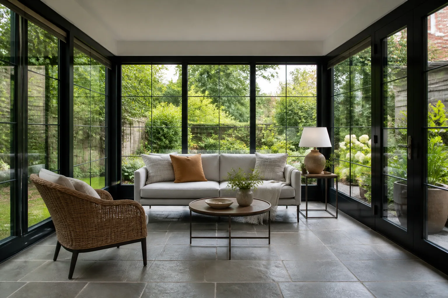 A small sunroom, designed for it