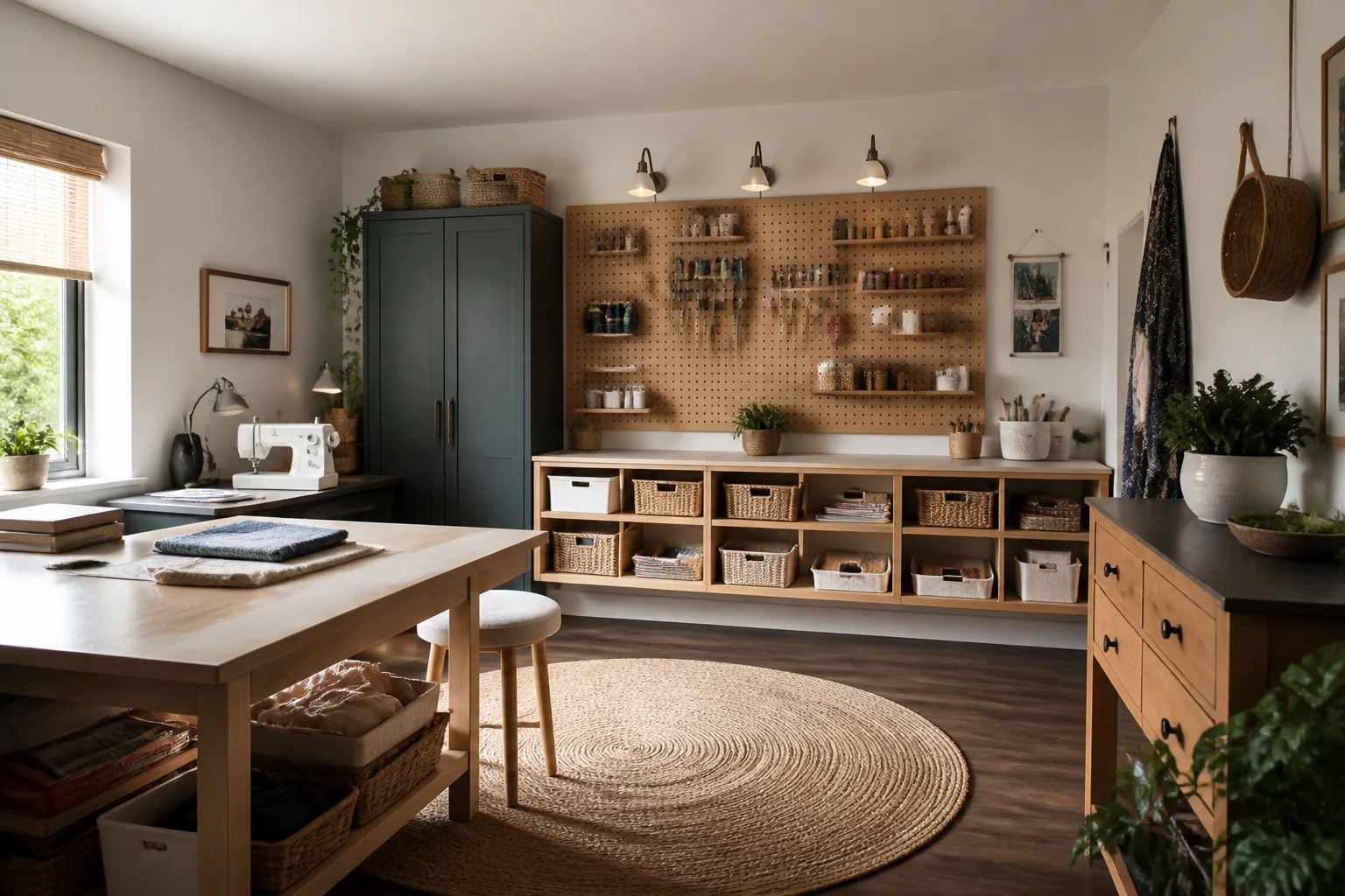 A square craft room, designed for it