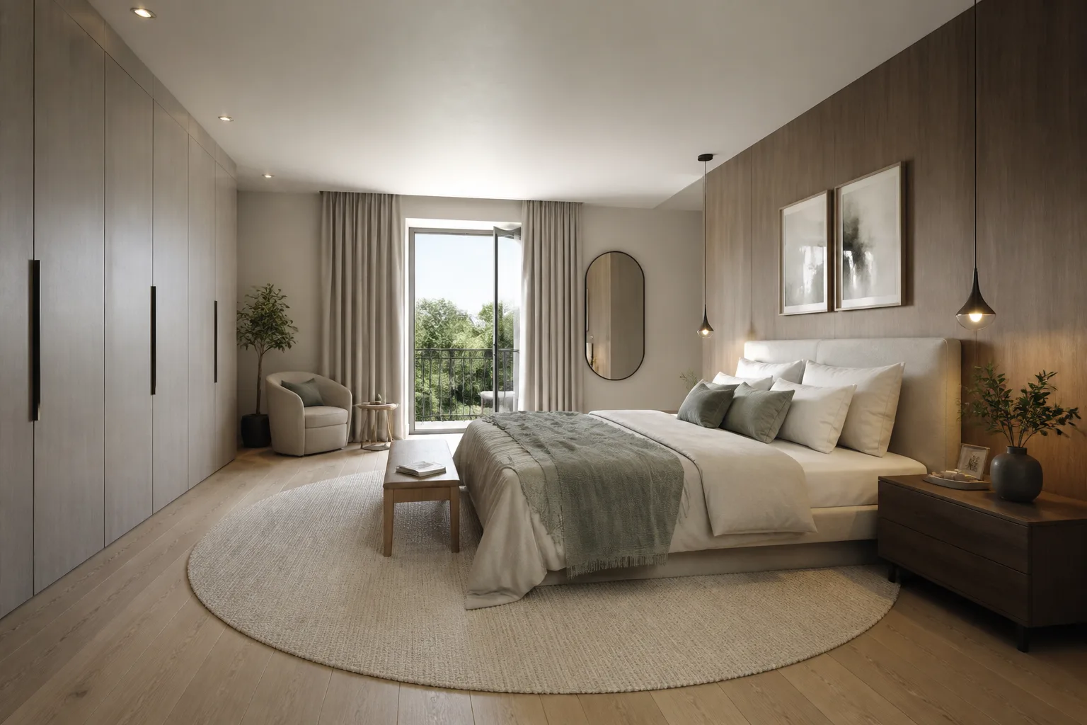 A square main bedroom, designed for it