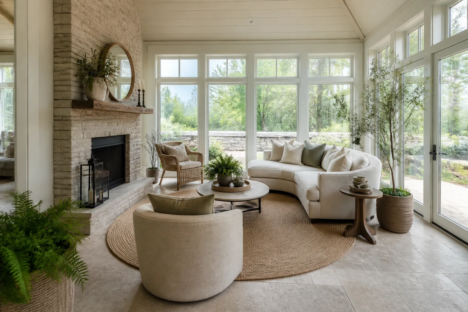 A square sunroom, designed for it