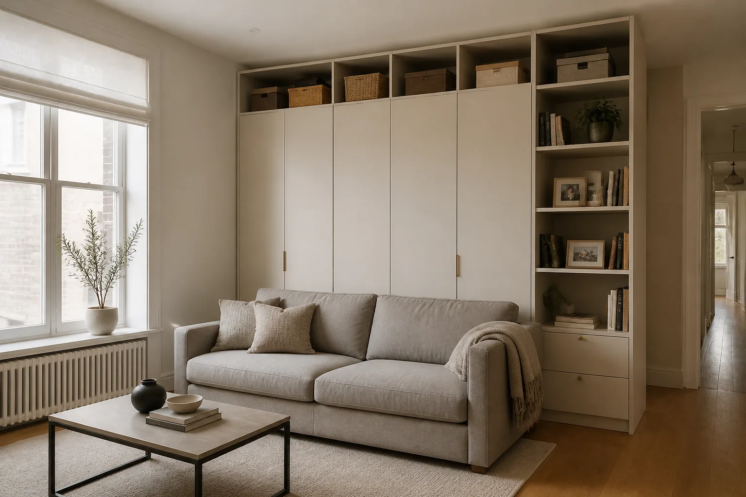A tiny living room, designed for it
