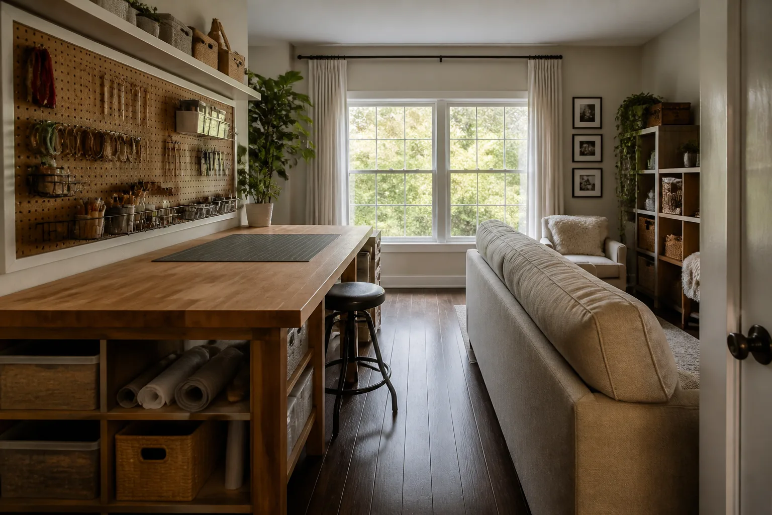 A walk-through craft room, designed for it