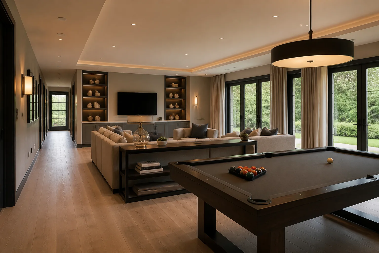 A walk-through game room, designed for it