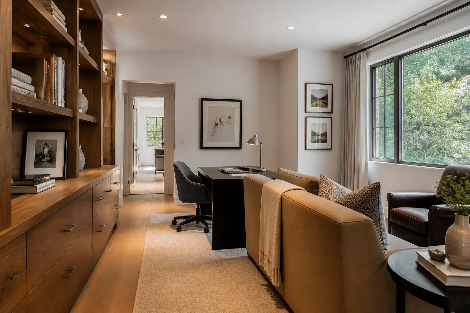 A walk-through home office, designed for it